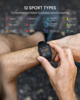 AUKEY LS02 Smartwatch Fitness Tracker 12 Activity Modes IPX6 Waterproof Black