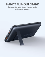 Aukey PB-WL02 10000mAh 18W PD QC 3.0 10000mAh Power Bank With Foldable Stand & Wireless Charging, Black
