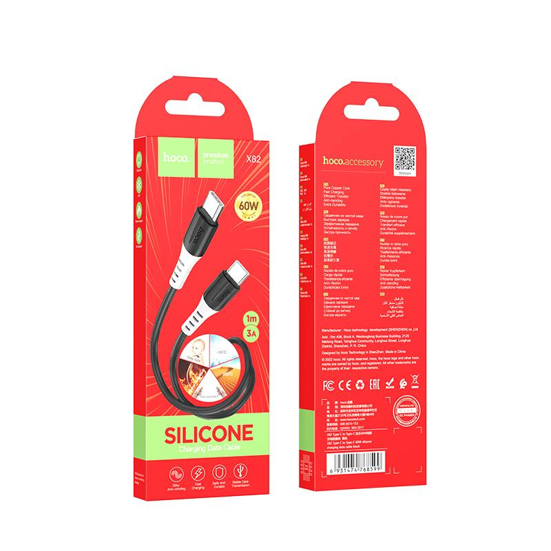 Type - C / HOCO X82 Type-C to Type-C 60W silicone charging data cable Black